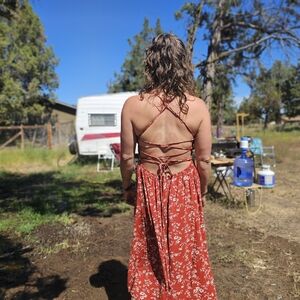 Sweet pea red dress. Past the knees for the nuns